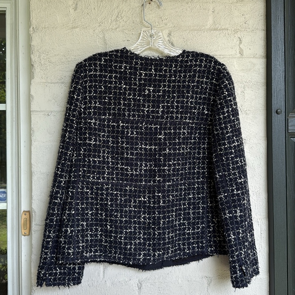 Lafayette 148 NY Black/White Tweed Boxy Jacket Size 8 - Picture 5 of 10